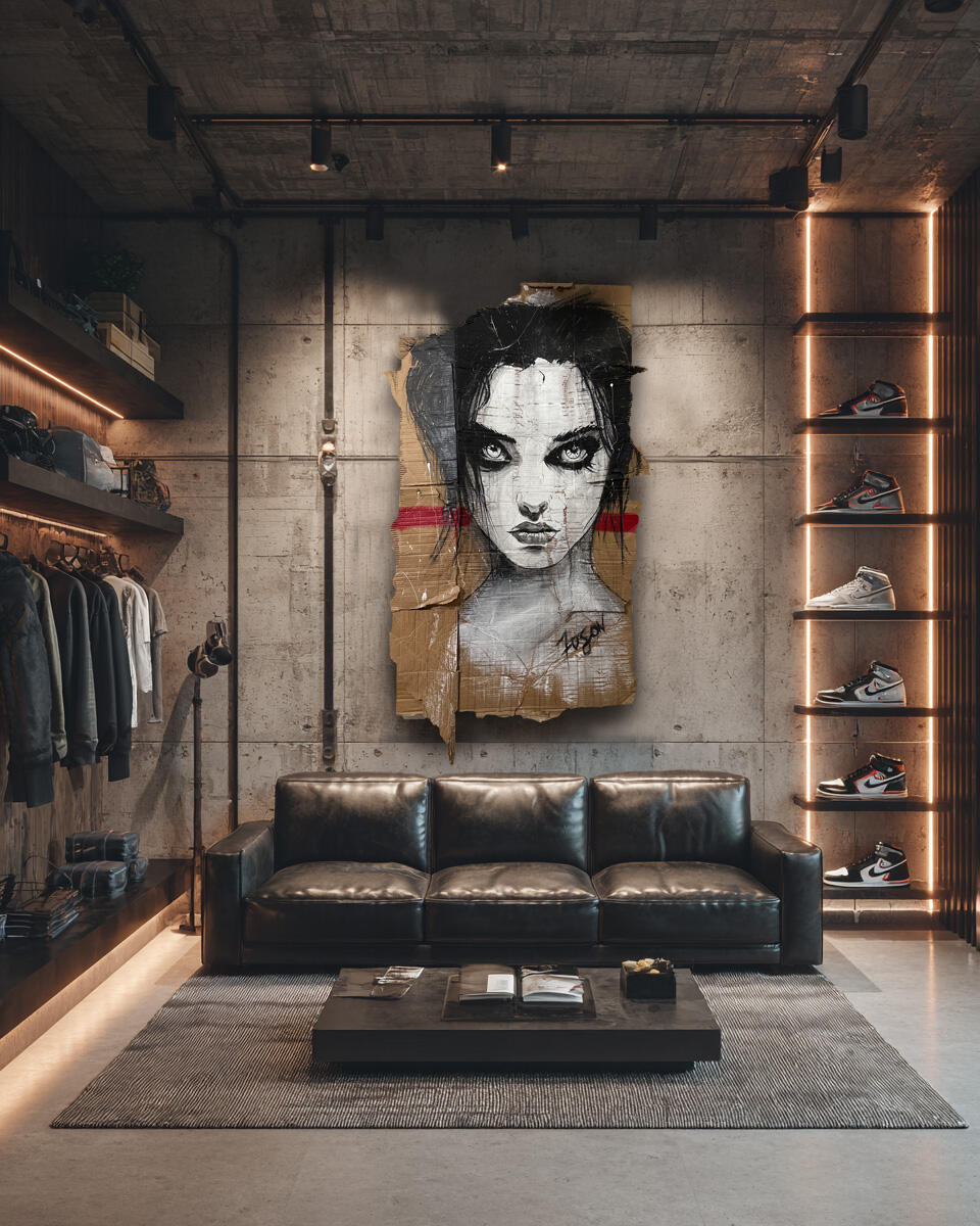 Demonia - Fuson | Mixed media on reclaimed cardboard | 2025 | Original, one of one.