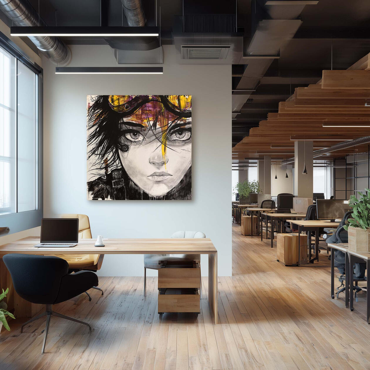 Violet Static — Fuson, 2026 | Charcoal &amp; acrylic on unframed canvas (39.5 × 39.5 in) | Original, one of one.