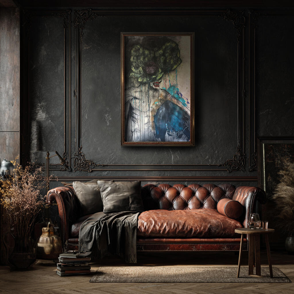 Clicker — Fuson | Charcoal &amp; Acrylic | 2025 | Original, one of one.